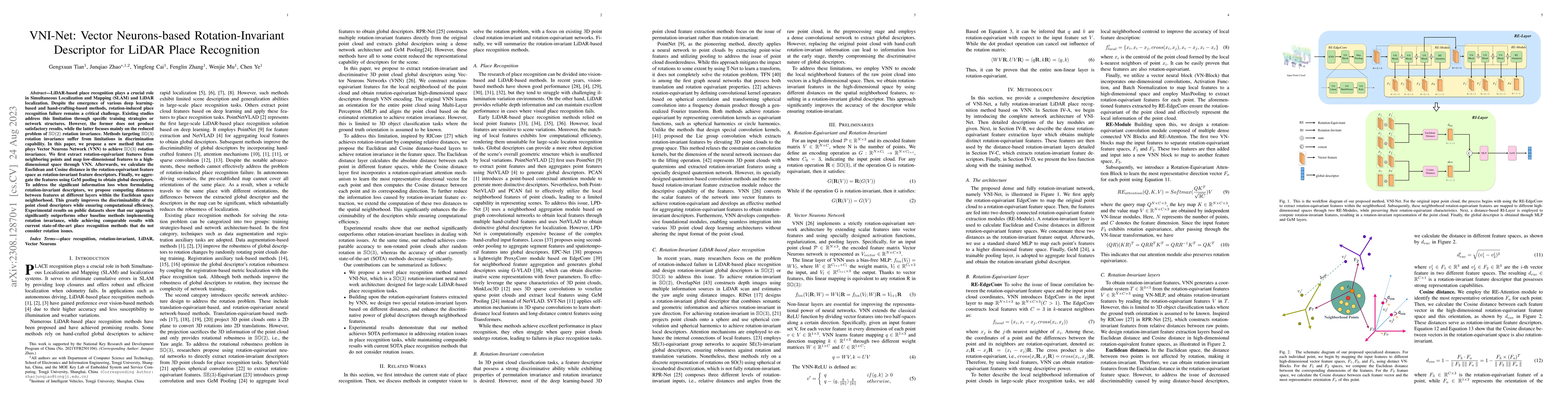 Thumbnail for VNI-Net: Vector Neurons-based Rotation-Invariant Descriptor for LiDAR
  Place Recognition