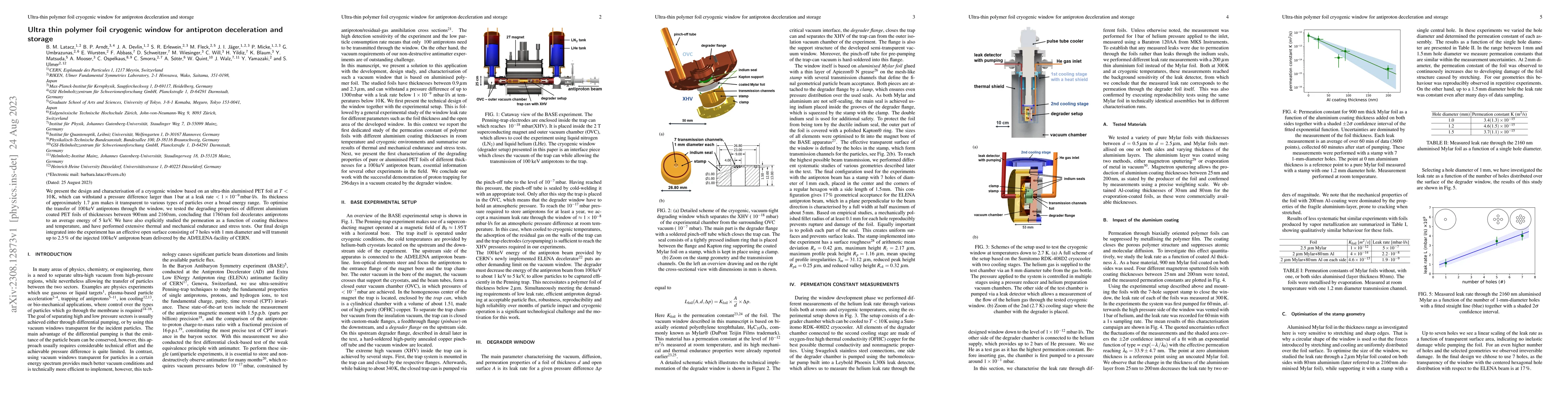 Thumbnail for Ultra thin polymer foil cryogenic window for antiproton deceleration and
  storage