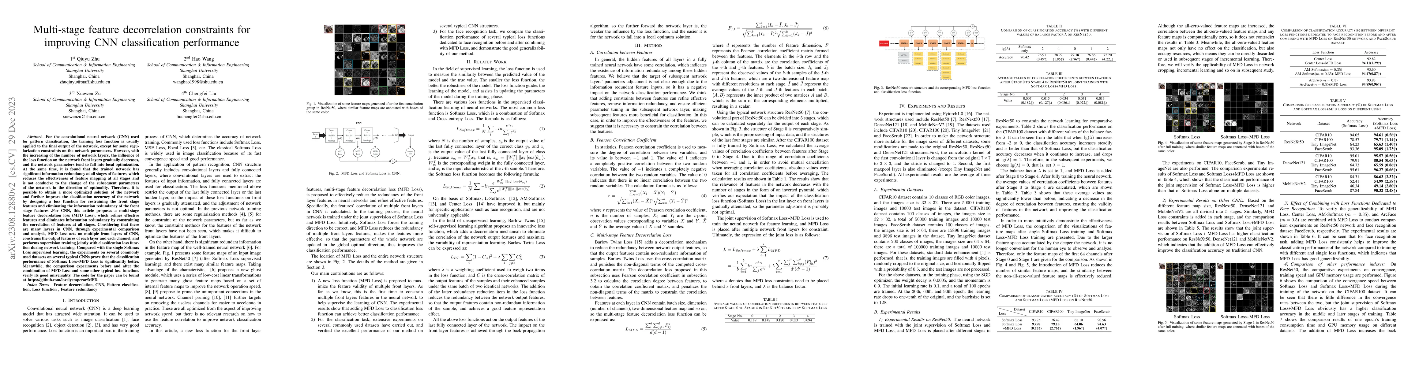 Thumbnail for Multi-stage feature decorrelation constraints for improving CNN
  classification performance