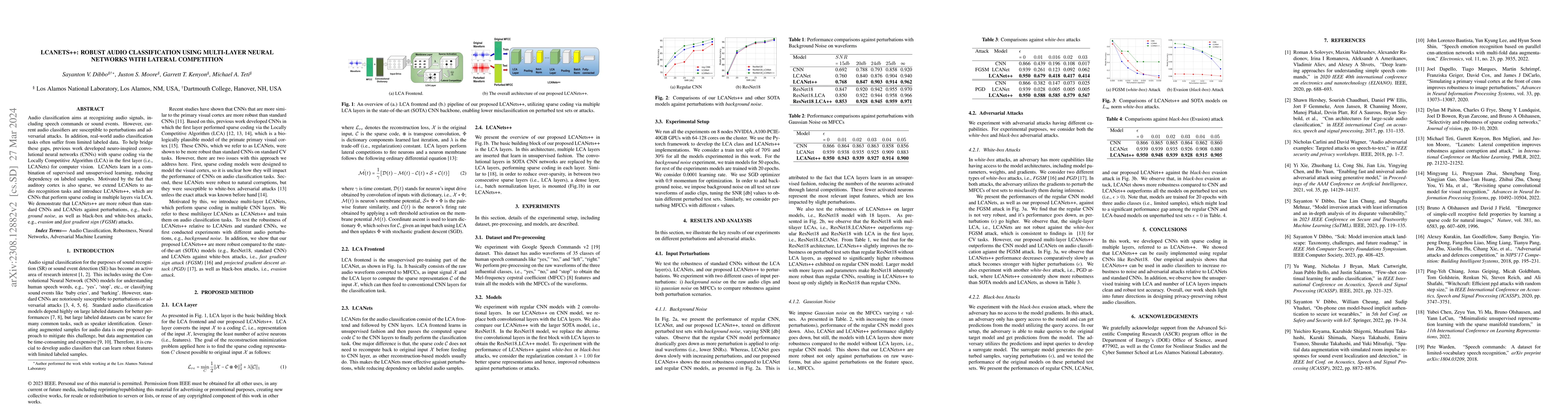 Thumbnail for LCANets++: Robust Audio Classification using Multi-layer Neural Networks
  with Lateral Competition