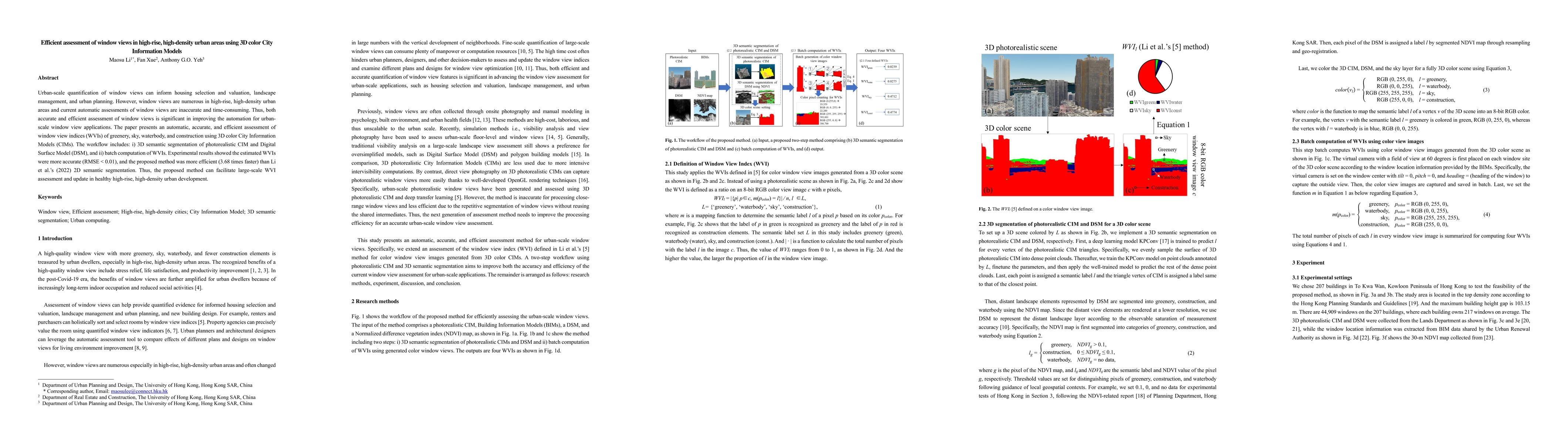 Thumbnail for Efficient assessment of window views in high-rise, high-density urban
  areas using 3D color City Information Models