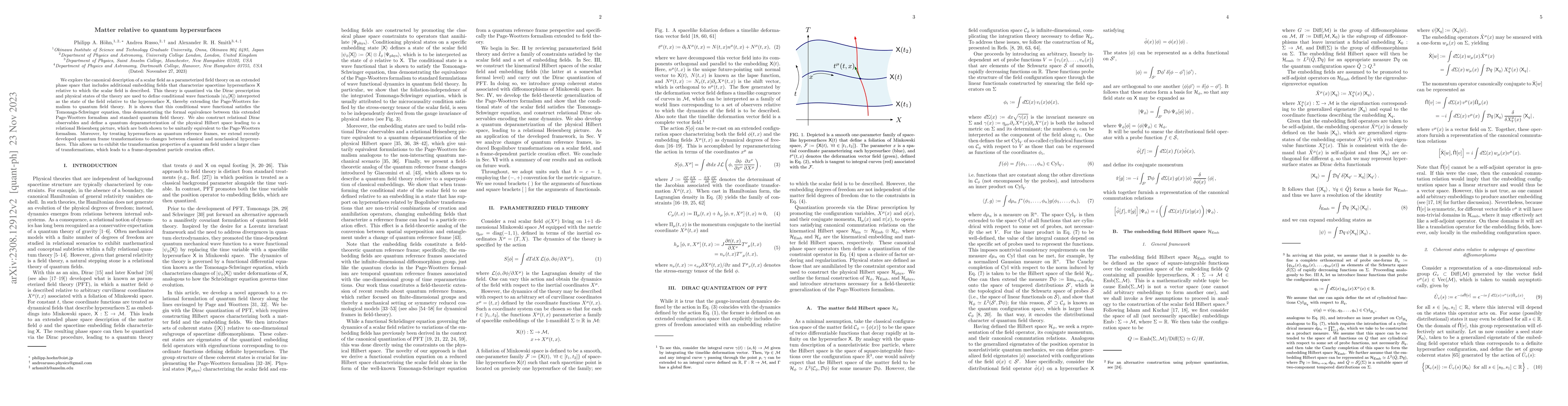 Thumbnail for Matter relative to quantum hypersurfaces