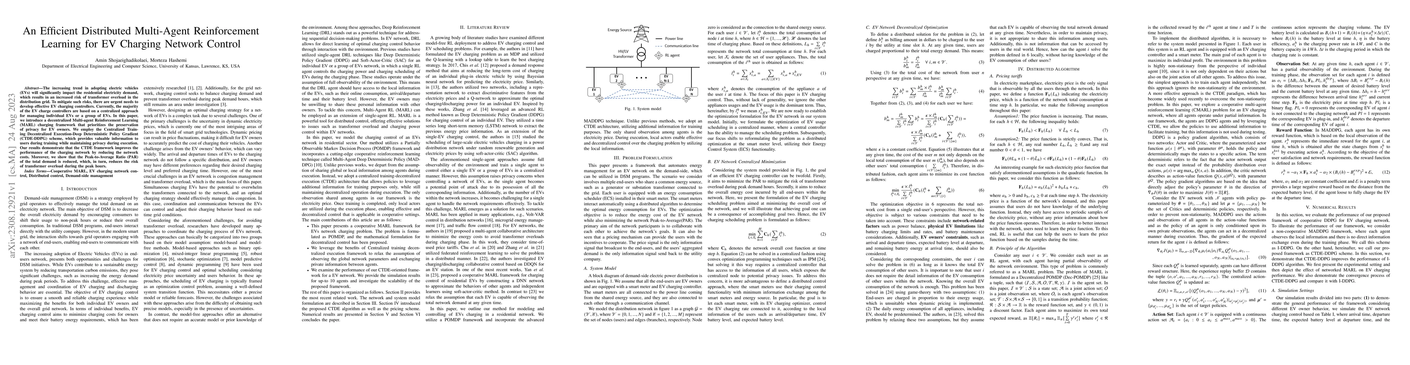 Thumbnail for An Efficient Distributed Multi-Agent Reinforcement Learning for EV
  Charging Network Control