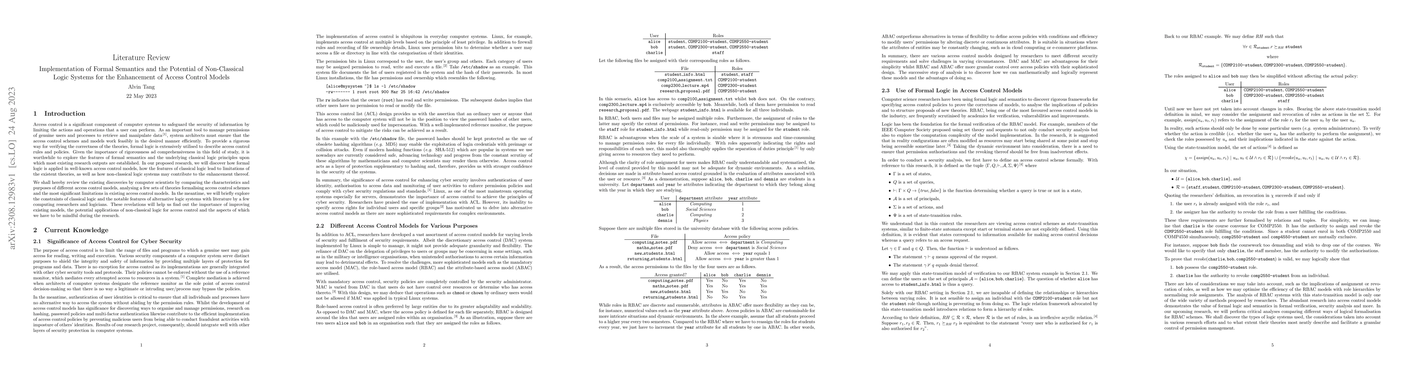 Thumbnail for Implementation of Formal Semantics and the Potential of Non-Classical
  Logic Systems for the Enhancement of Access Control Models: A Literature
  Review