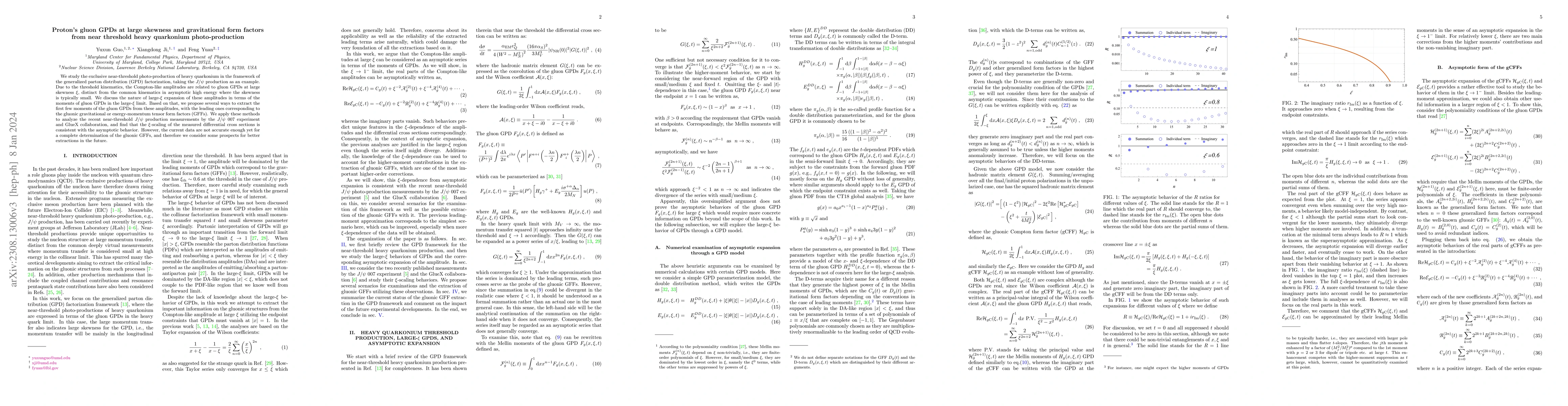 Thumbnail for Proton's gluon GPDs at large skewness and gravitational form factors
  from near threshold heavy quarkonium photo-production