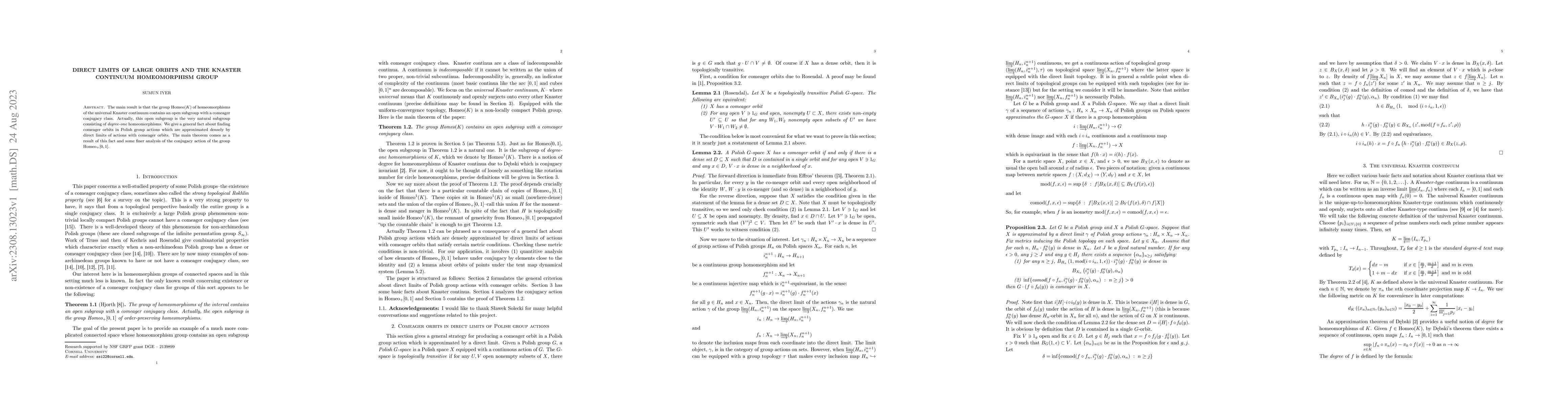 Thumbnail for Direct limits of large orbits and the Knaster continuum homeomorphism
  group