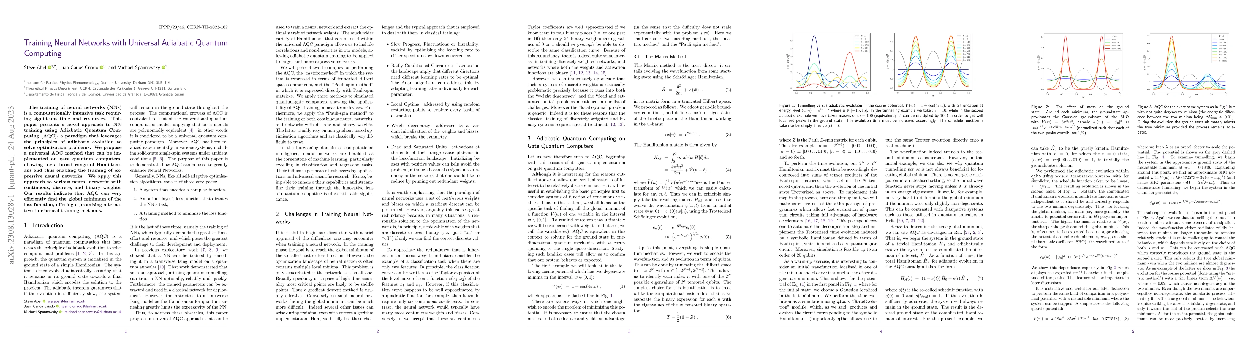 Thumbnail for Training Neural Networks with Universal Adiabatic Quantum Computing