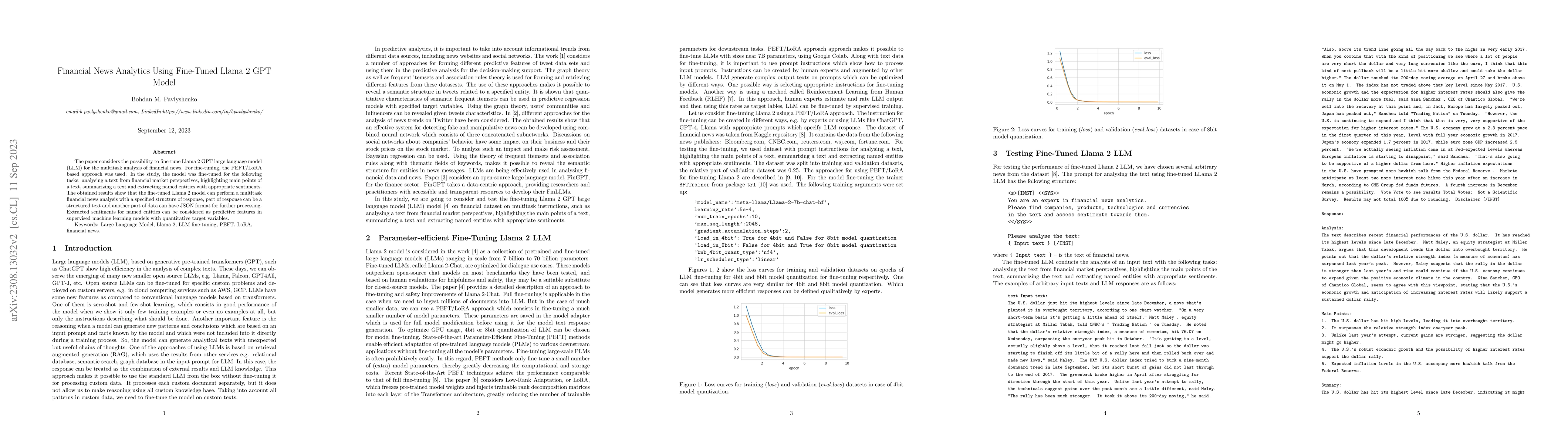 Thumbnail for Financial News Analytics Using Fine-Tuned Llama 2 GPT Model