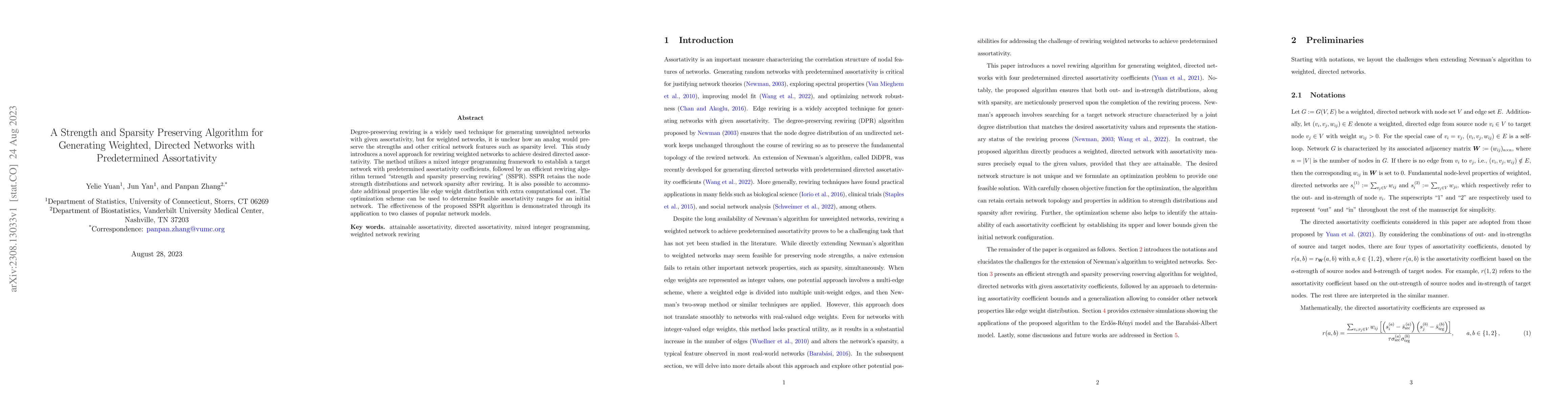 Thumbnail for A Strength and Sparsity Preserving Algorithm for Generating Weighted,
  Directed Networks with Predetermined Assortativity