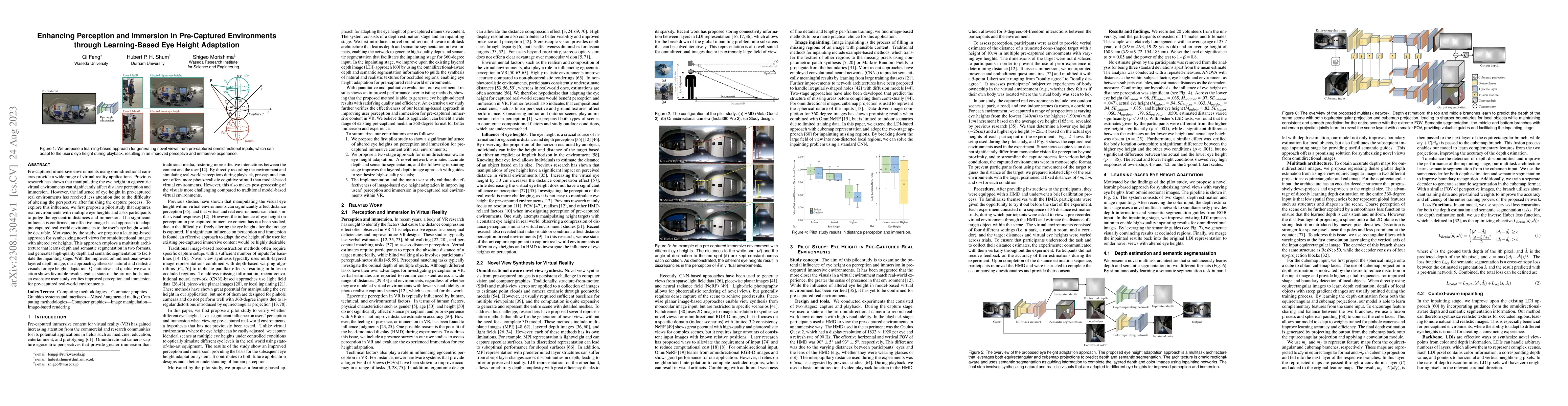 Thumbnail for Enhancing Perception and Immersion in Pre-Captured Environments through
  Learning-Based Eye Height Adaptation