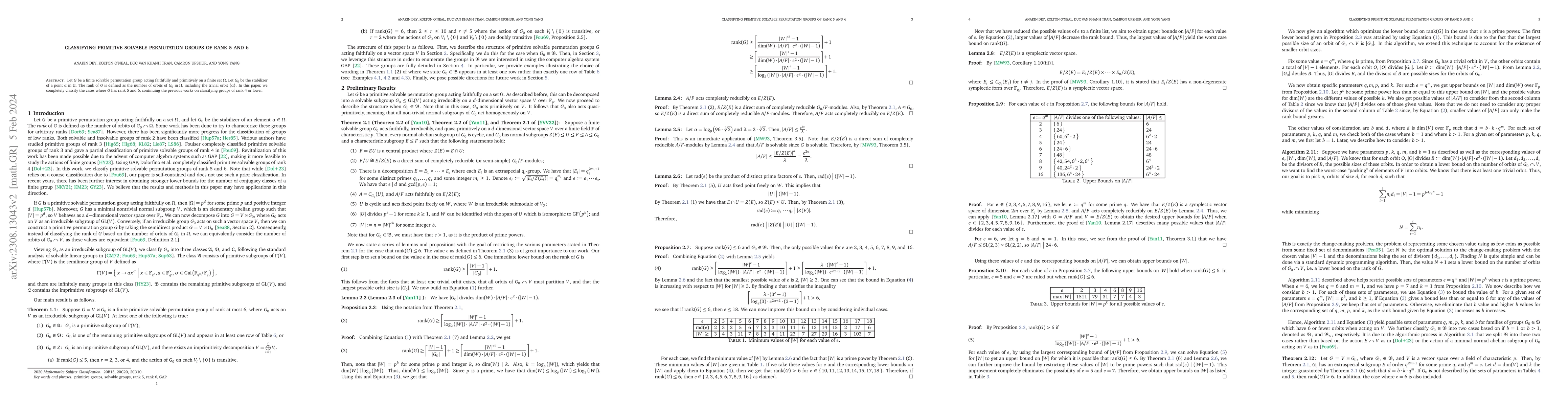 Thumbnail for Classifying Primitive Solvable Permutation Groups of Rank 5 and 6