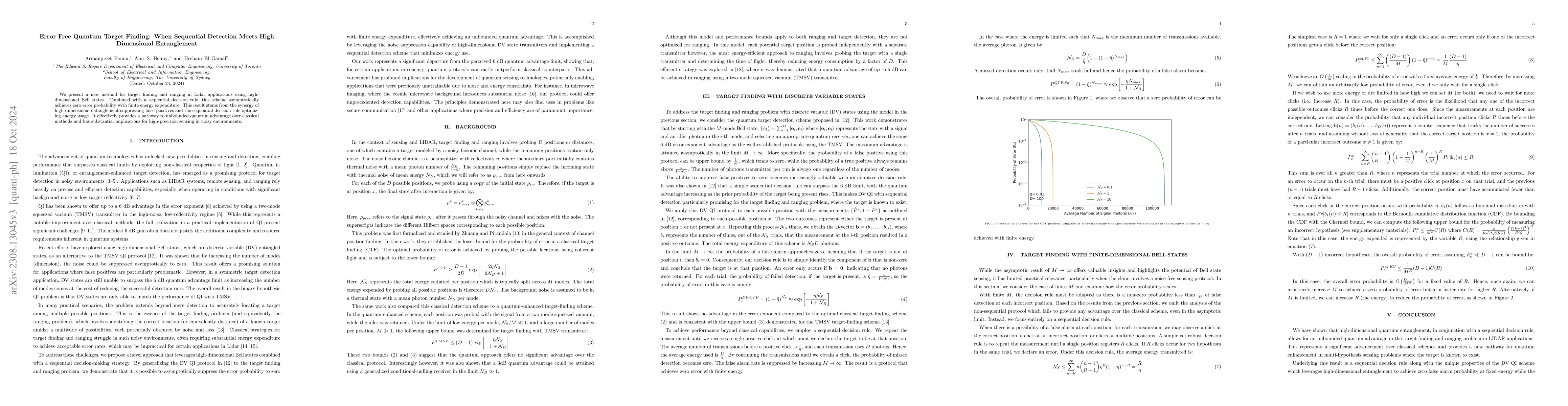 Thumbnail for Single Photon Quantum Ranging: When Sequential Decoding Meets High
  Dimensional Entanglement