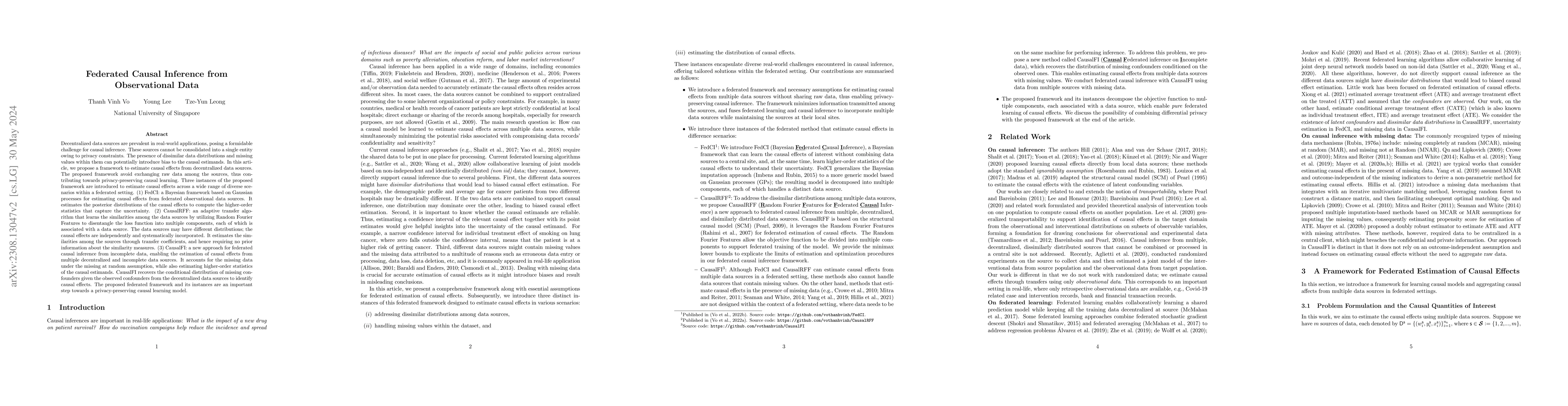Thumbnail for Federated Causal Inference from Observational Data