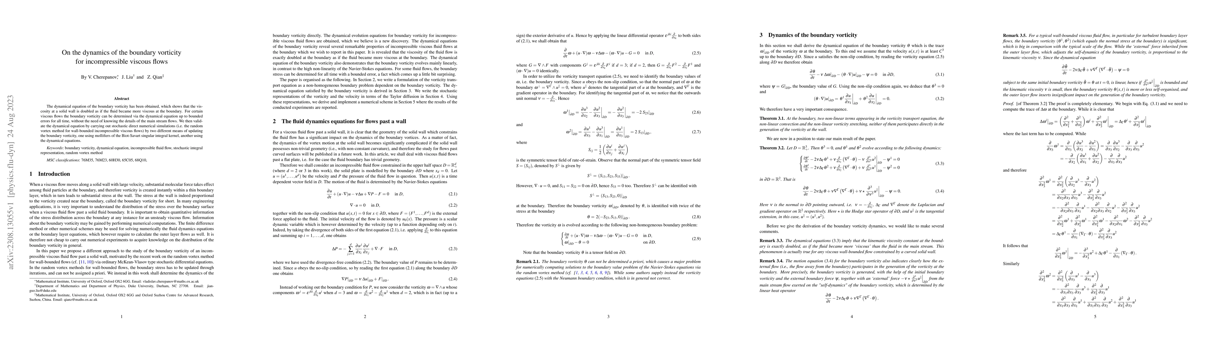 Thumbnail for On the dynamics of the boundary vorticity for incompressible viscous
  flows