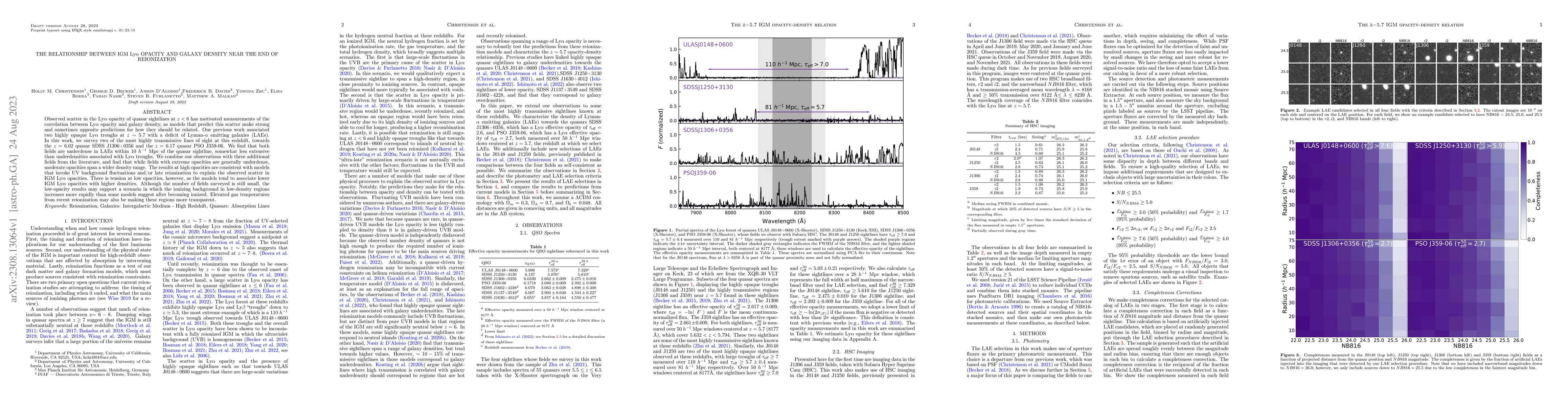 Thumbnail for The relationship between IGM Lyman-alpha opacity and galaxy density near
  the end of reionization