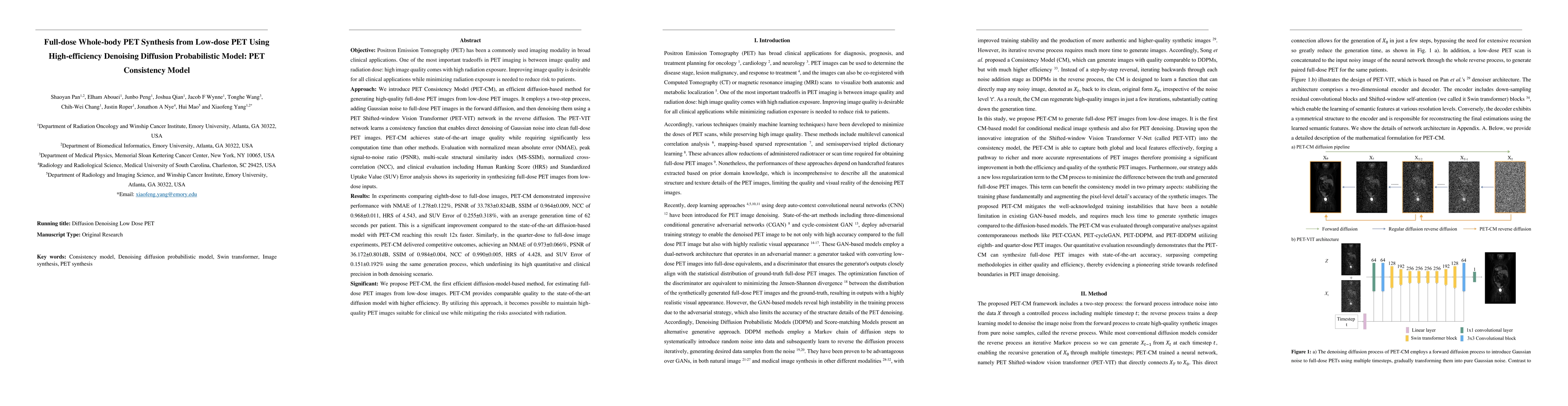 Thumbnail for Full-dose Whole-body PET Synthesis from Low-dose PET Using
  High-efficiency Denoising Diffusion Probabilistic Model: PET Consistency
  Model