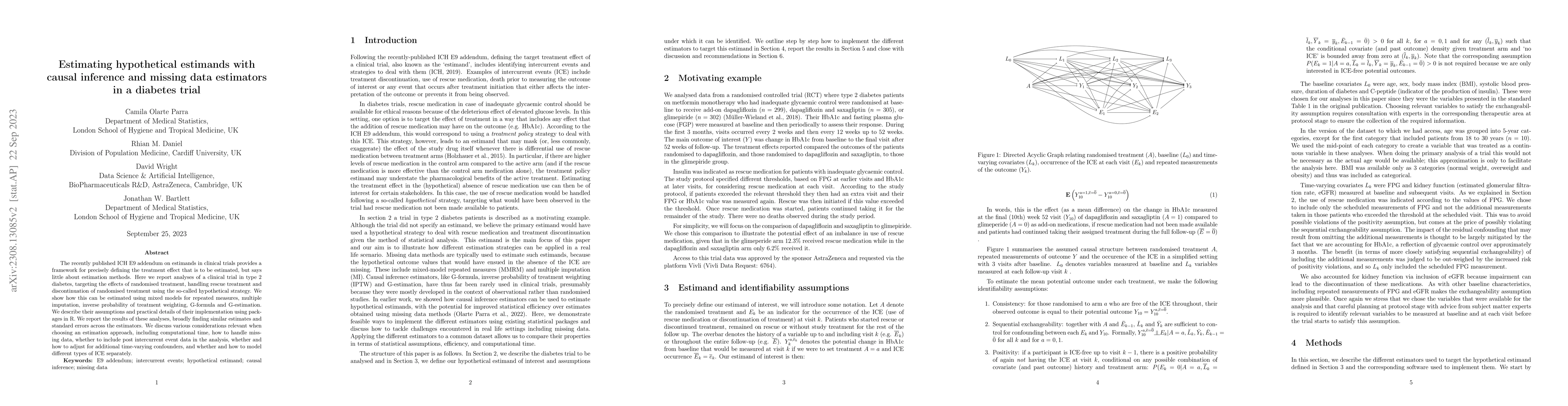 Thumbnail for Estimating hypothetical estimands with causal inference and missing data
  estimators in a diabetes trial