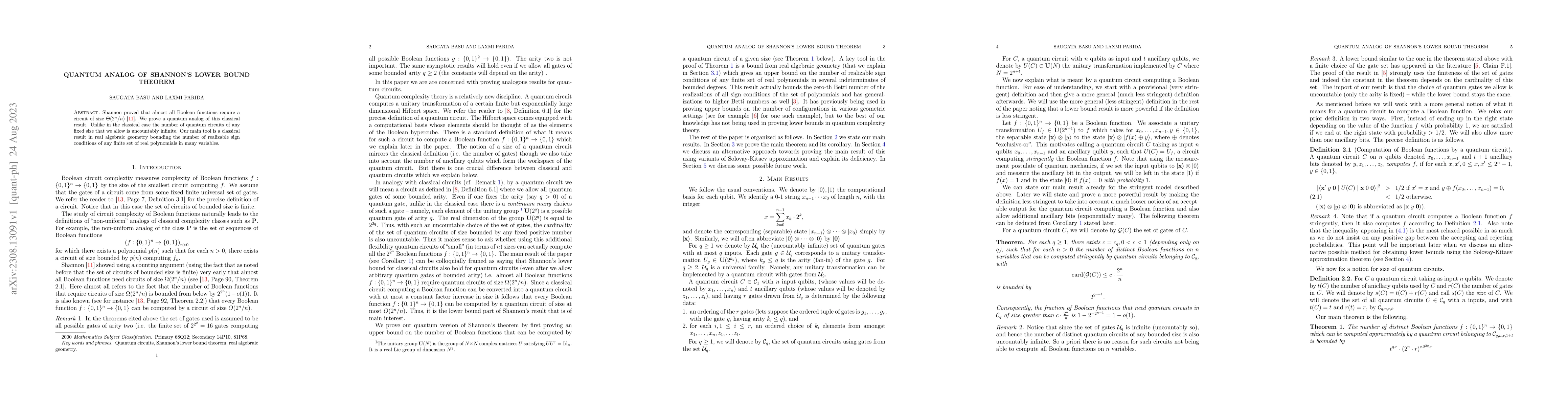 Thumbnail for Quantum Analog of Shannon's Lower Bound Theorem