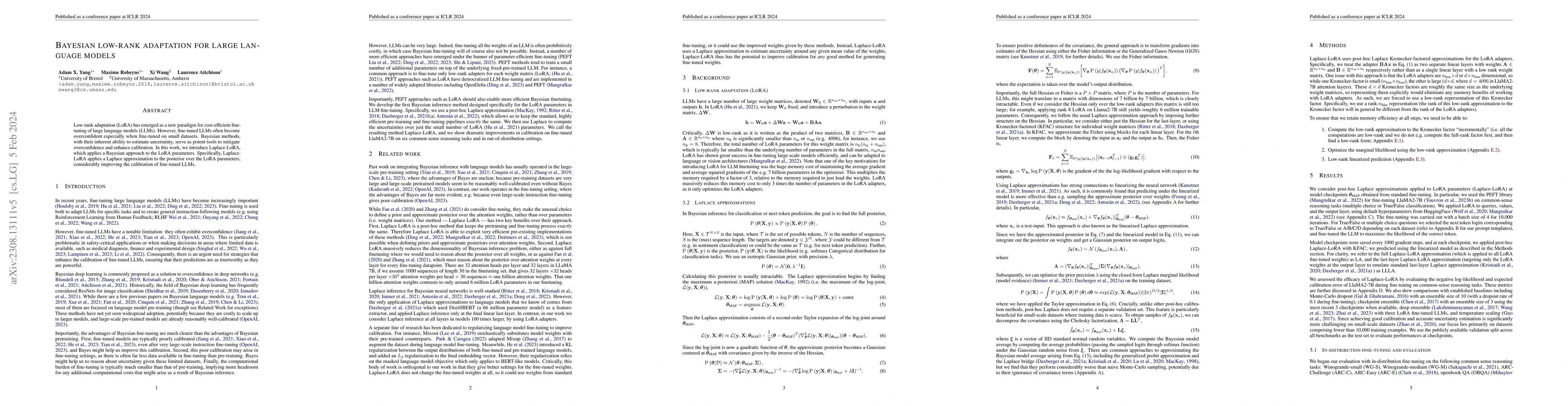 Thumbnail for Bayesian Low-rank Adaptation for Large Language Models
