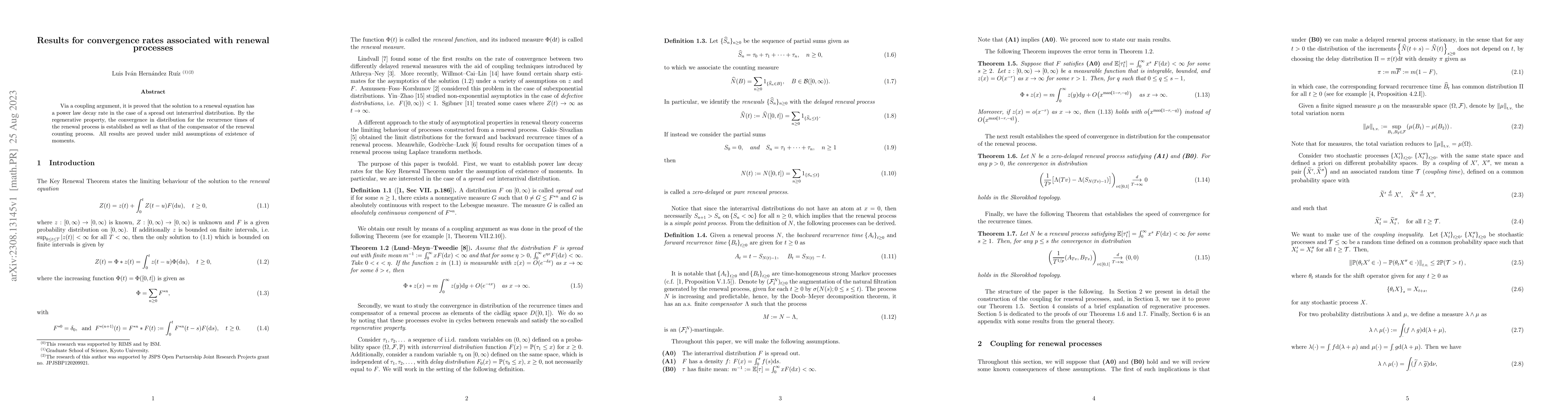 Thumbnail for Results for convergence rates associated with renewal processes