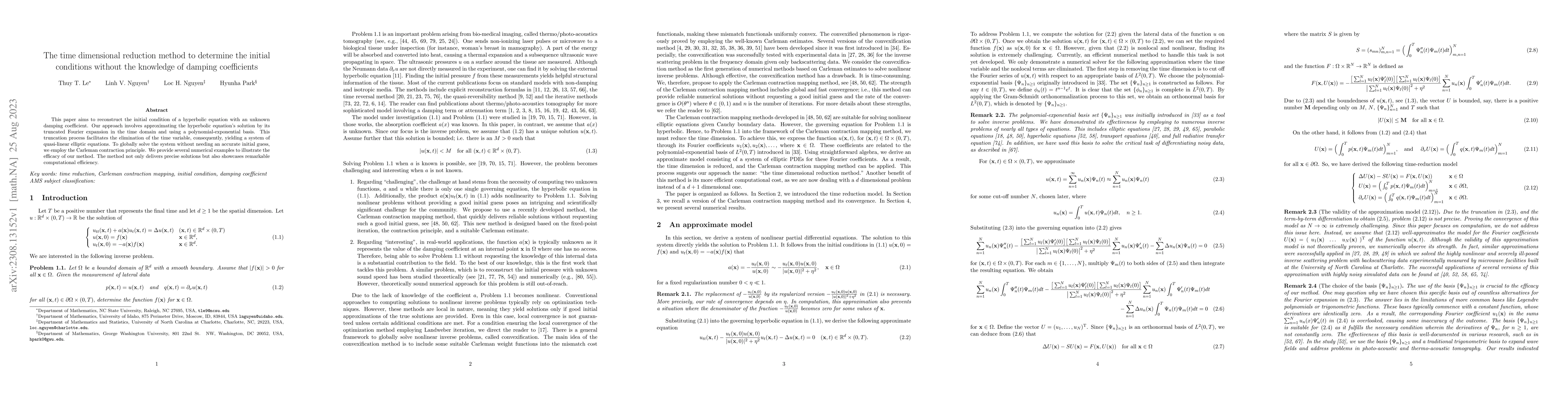Thumbnail for The time dimensional reduction method to determine the initial
  conditions without the knowledge of damping coefficients