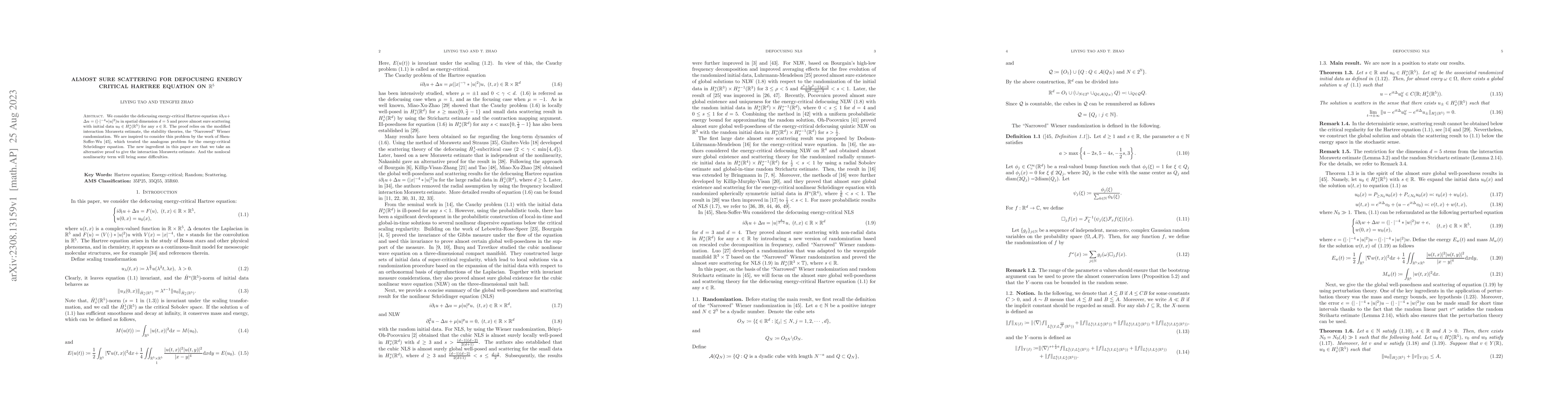 Thumbnail for Almost sure scattering for defocusing energy critical Hartree equation
  on $\R^5$