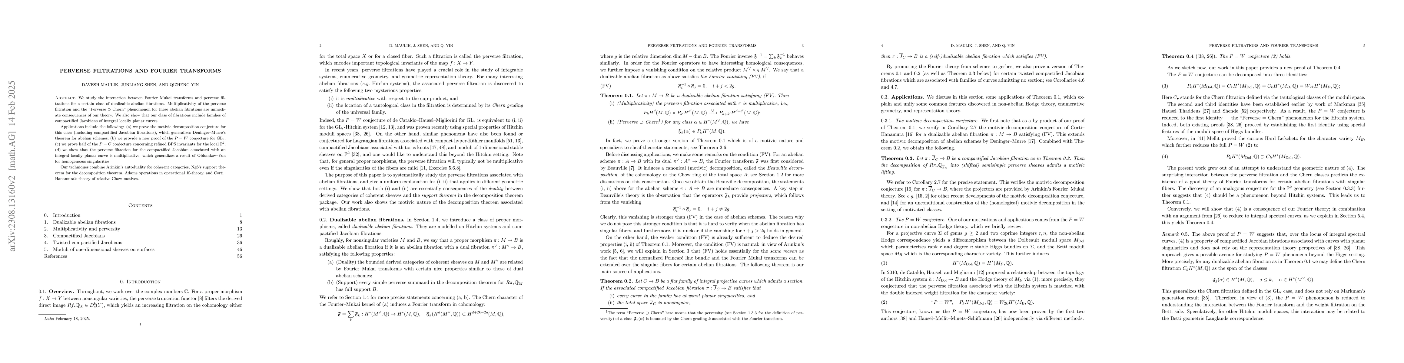 Thumbnail for Perverse filtrations and Fourier transforms