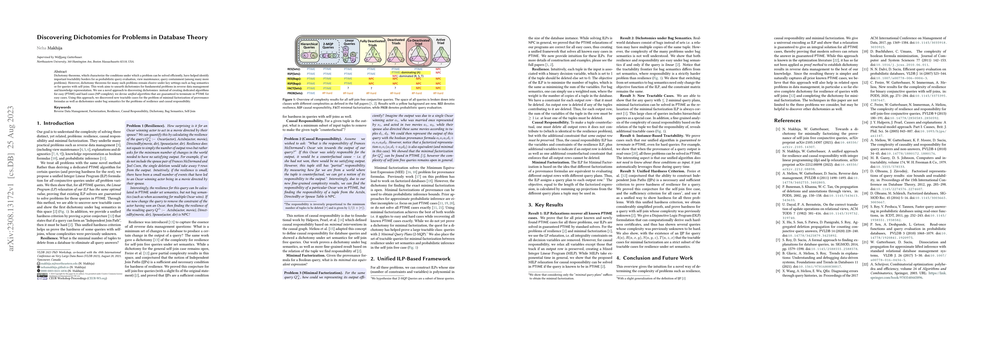 Thumbnail for Discovering Dichotomies for Problems in Database Theory