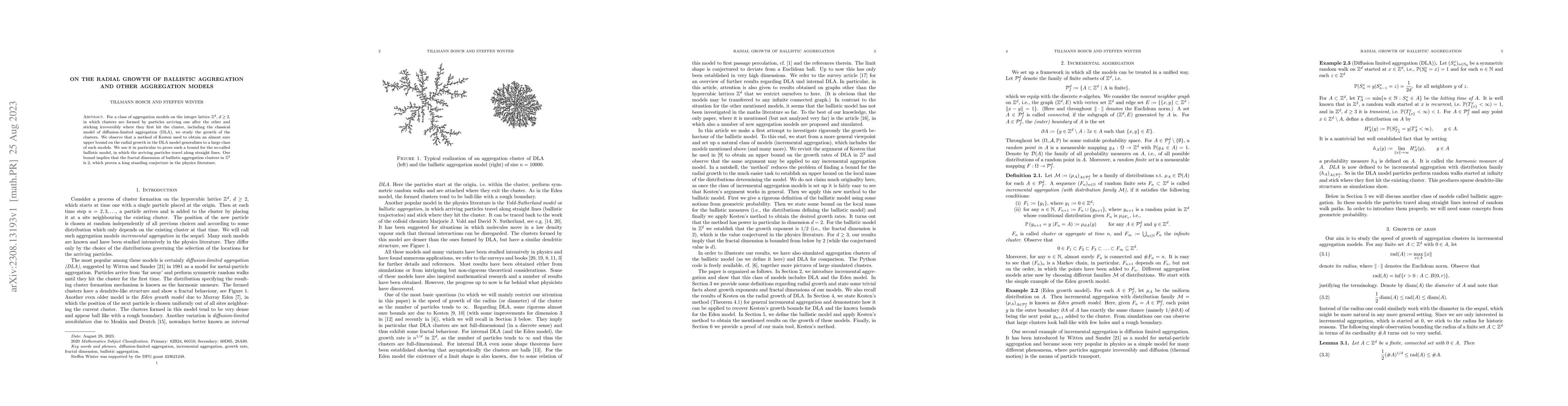 Thumbnail for On the radial growth of ballistic aggregation and other aggregation
  models