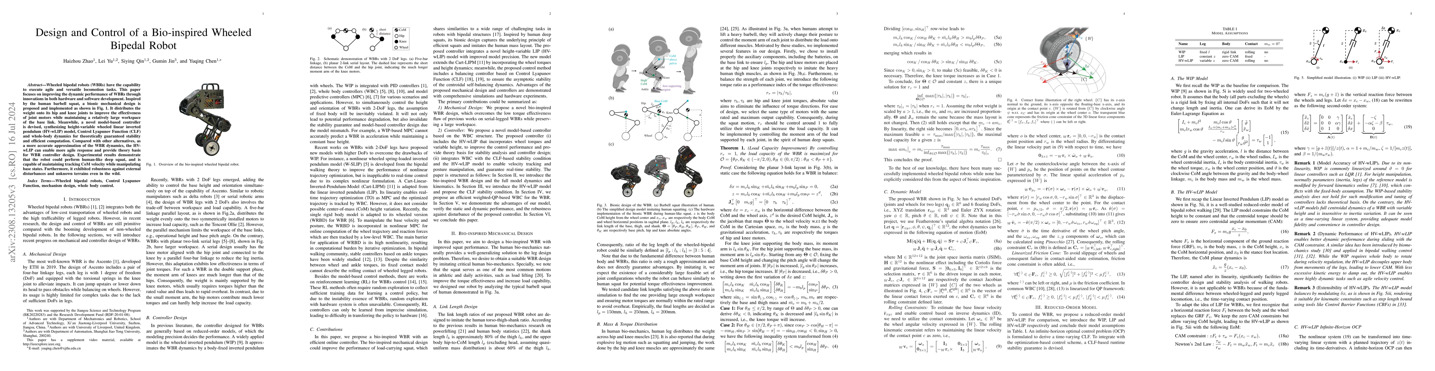 Thumbnail for Design and Control of a Bio-inspired Wheeled Bipedal Robot