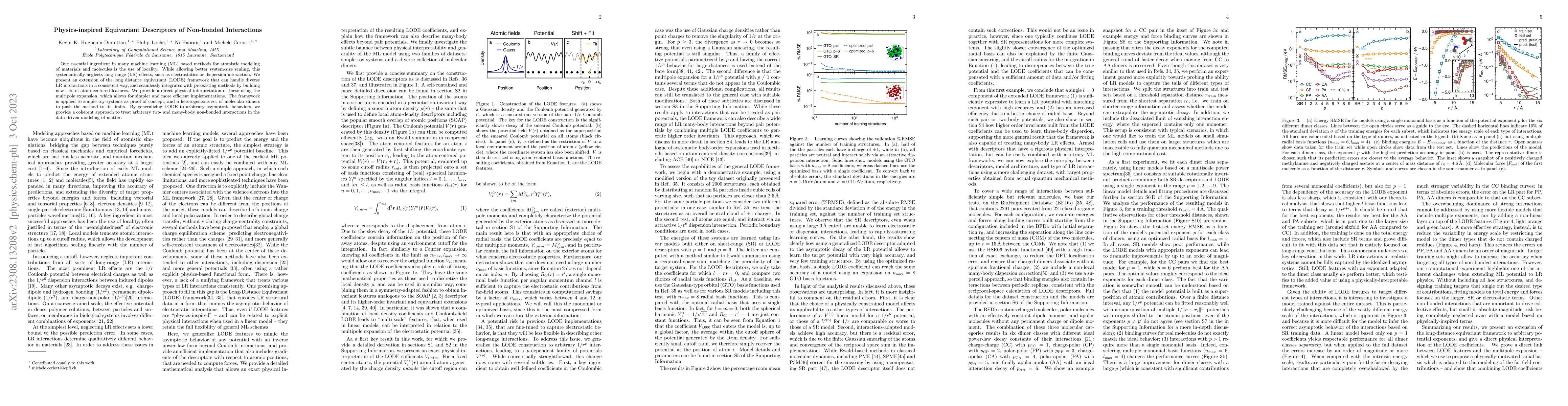 Thumbnail for Physics-inspired Equivariant Descriptors of Non-bonded Interactions