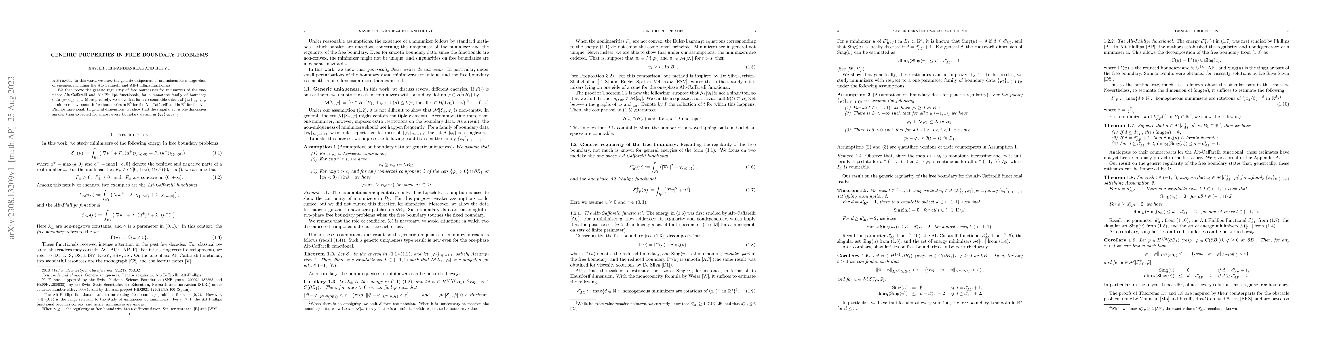 Thumbnail for Generic properties in free boundary problems