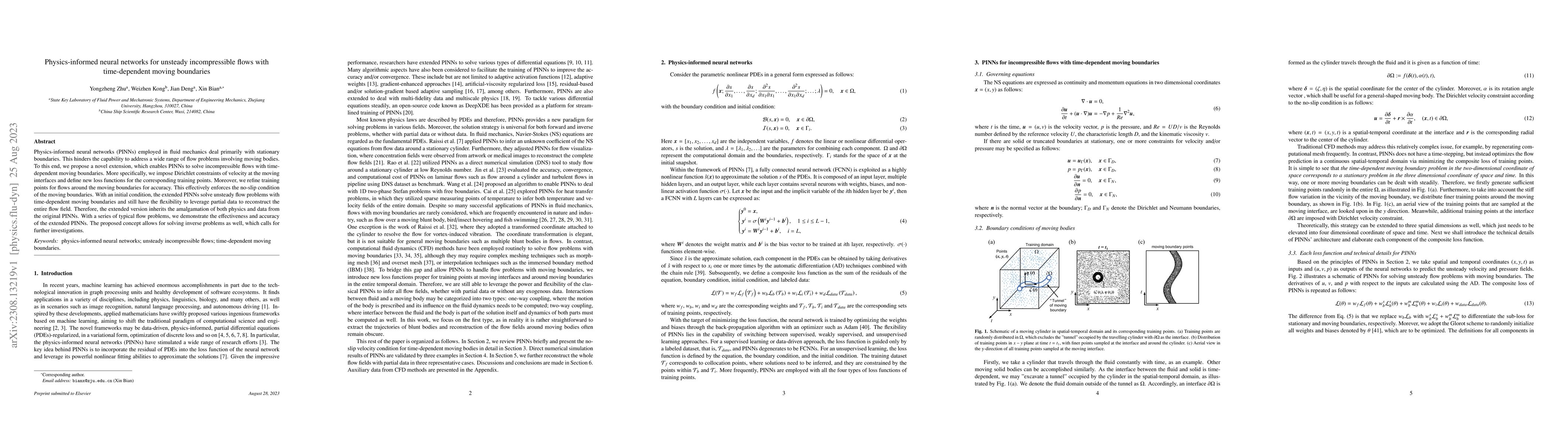 Thumbnail for Physics-informed neural networks for unsteady incompressible flows with
  time-dependent moving boundaries