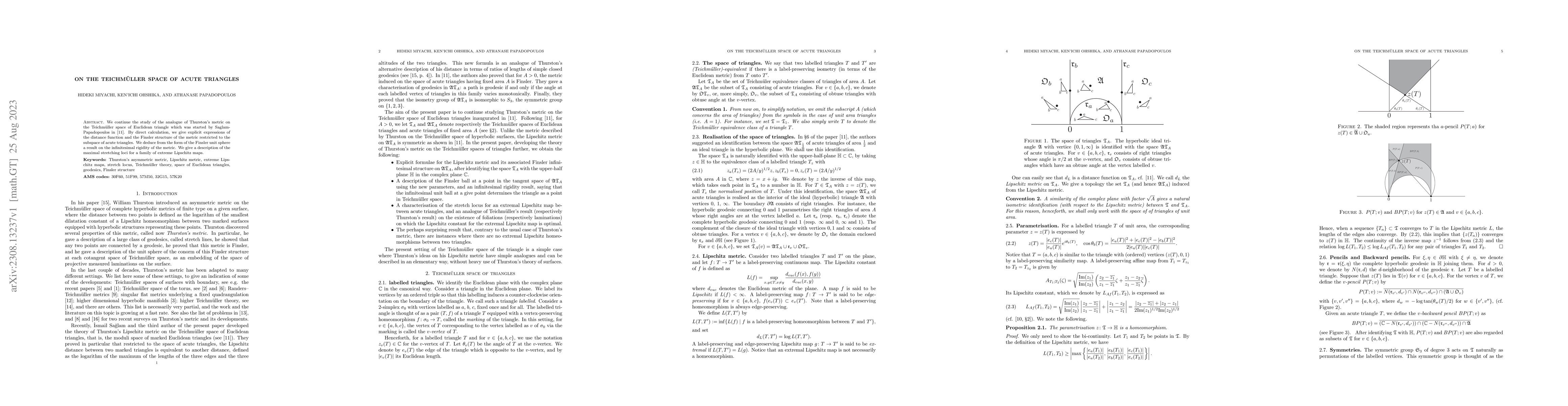 Thumbnail for On the Teichm{\"u}ller space of acute triangles