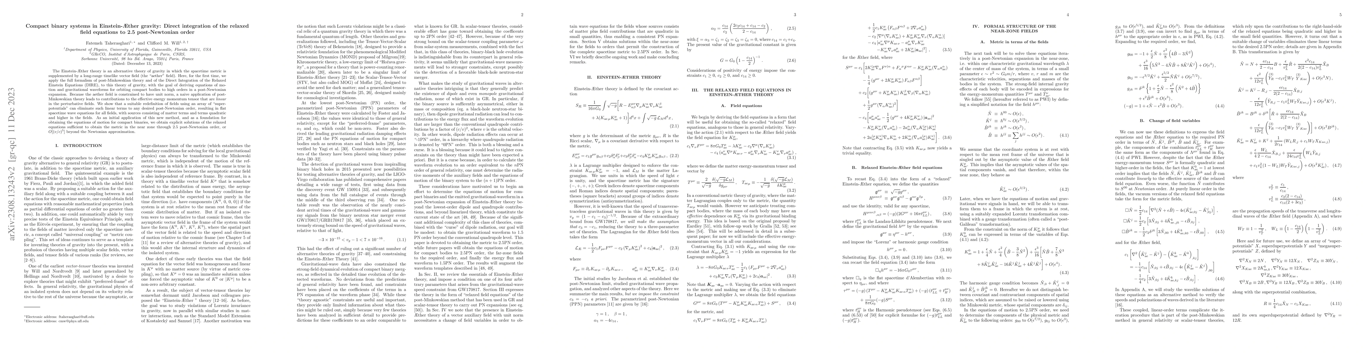 Thumbnail for Compact binary systems in Einstein-Aether gravity: Direct integration of
  the relaxed field equations to 2.5 post-Newtonian order