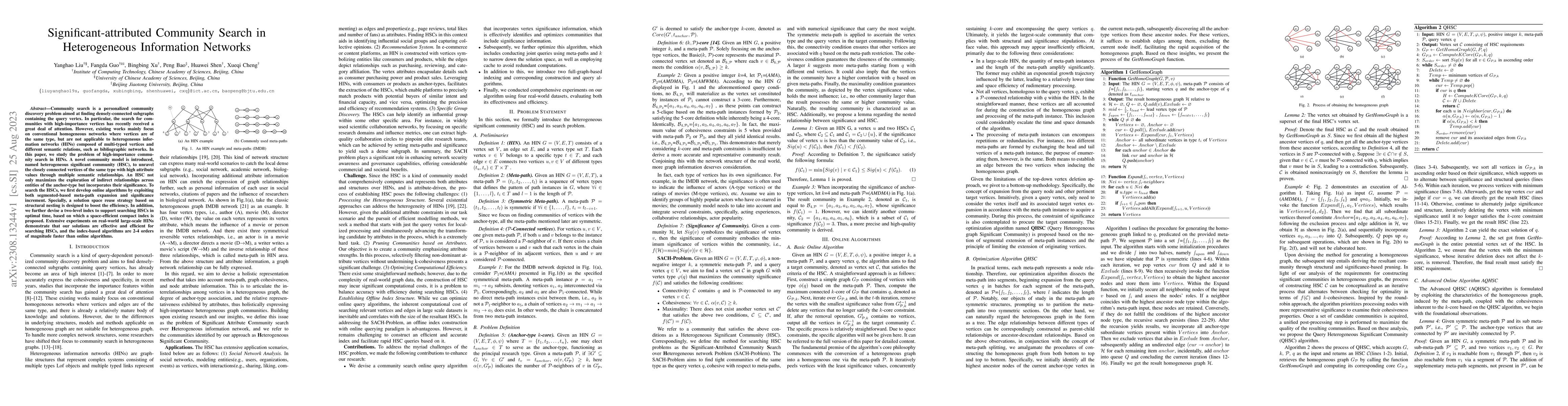 Thumbnail for Significant-attributed Community Search in Heterogeneous Information
  Networks