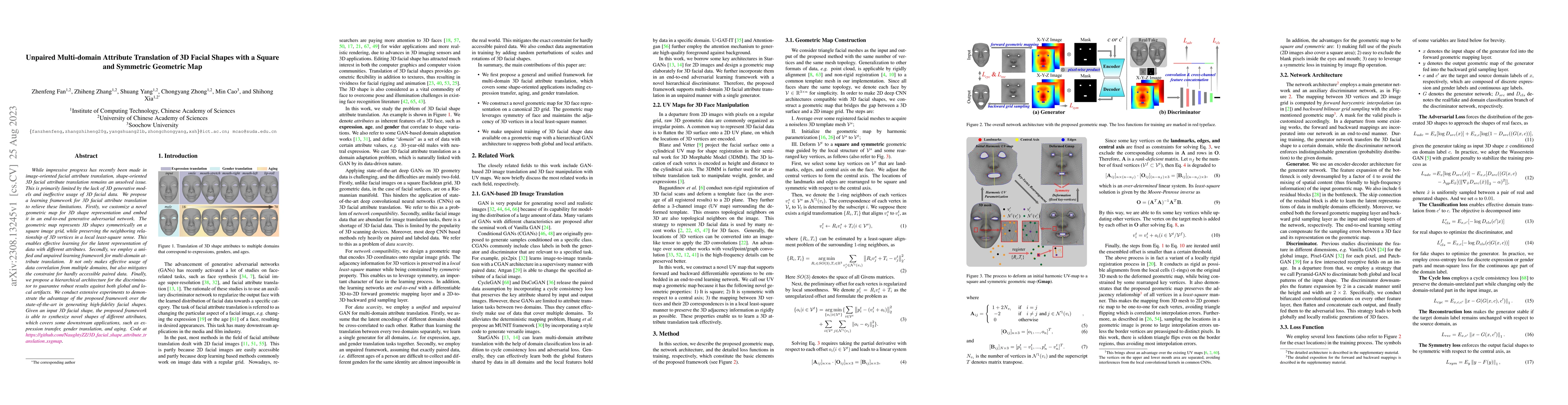 Thumbnail for Unpaired Multi-domain Attribute Translation of 3D Facial Shapes with a
  Square and Symmetric Geometric Map
