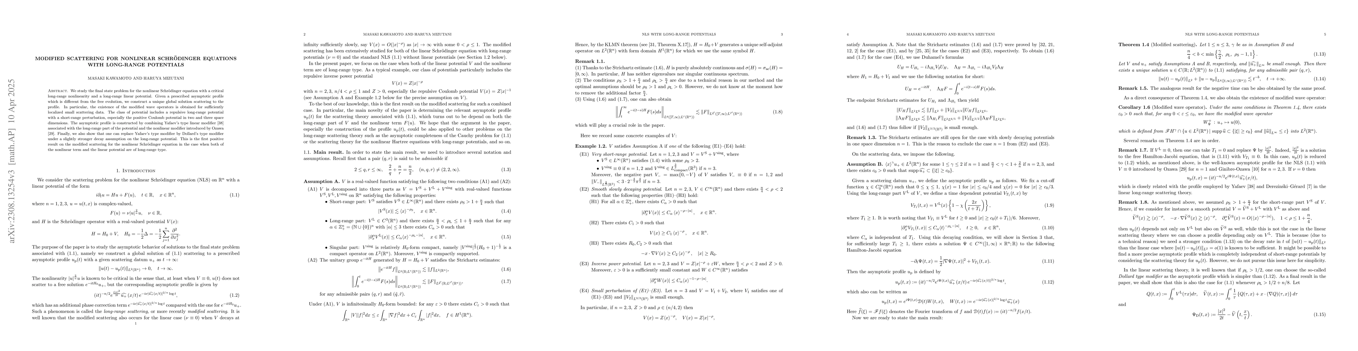 Thumbnail for Modified scattering for nonlinear Schr\"odinger equations with
  long-range potentials