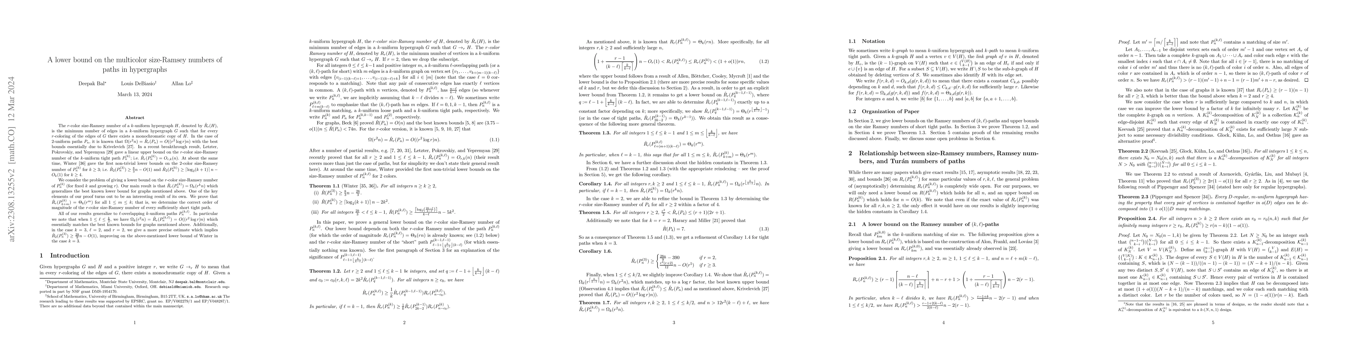 Thumbnail for A lower bound on the multicolor size-Ramsey numbers of paths in
  hypergraphs