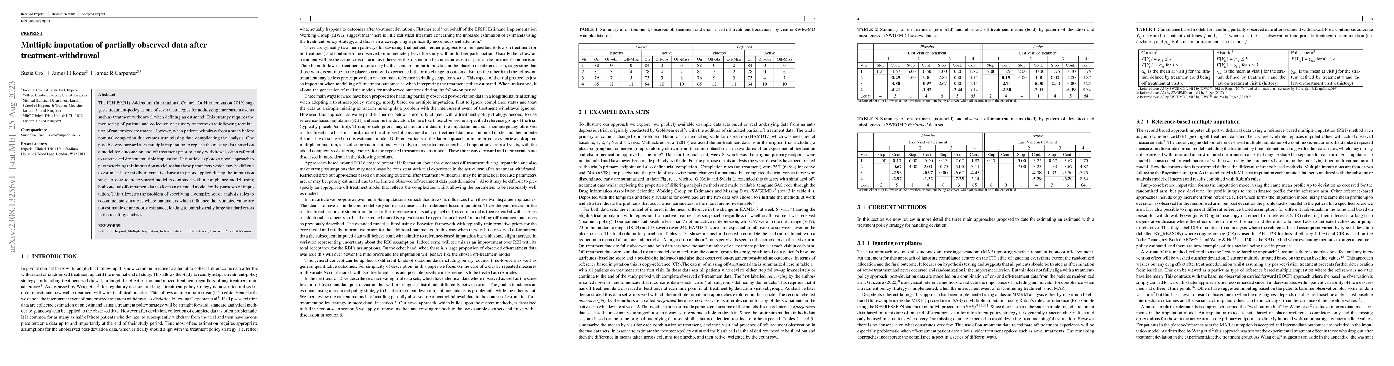 Thumbnail for Multiple imputation of partially observed data after
  treatment-withdrawal