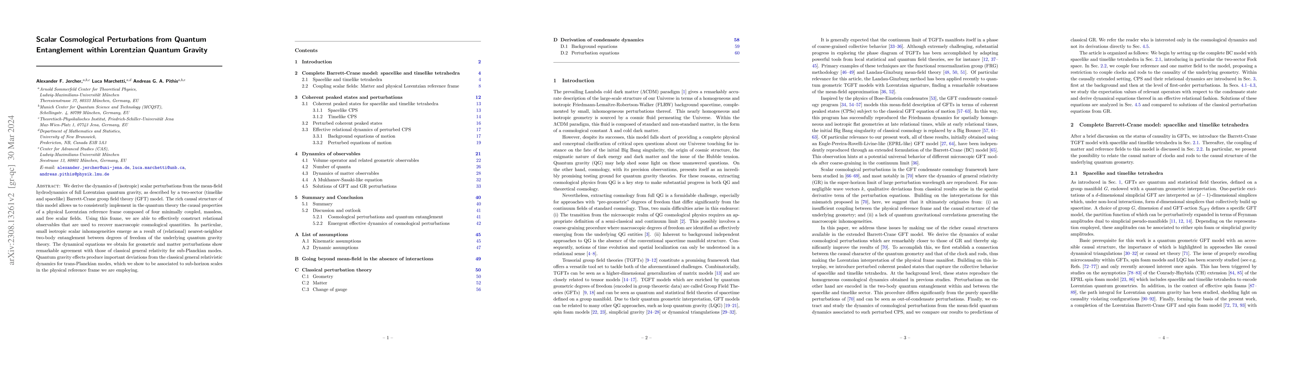Thumbnail for Scalar Cosmological Perturbations from Quantum Entanglement within
  Lorentzian Quantum Gravity