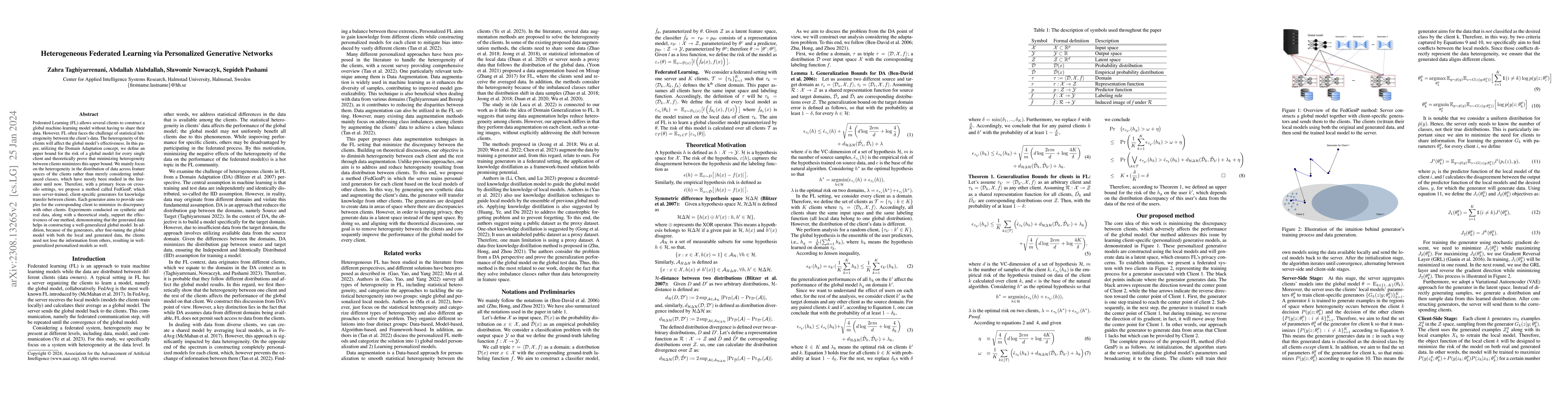 Thumbnail for Heterogeneous Federated Learning via Personalized Generative Networks