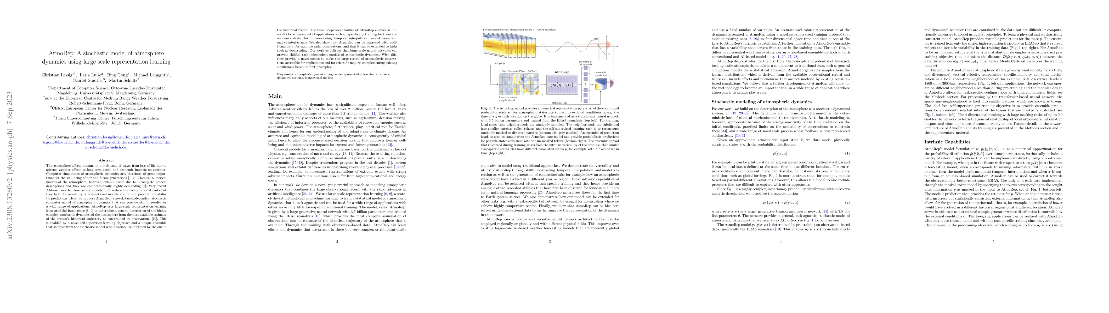 Thumbnail for AtmoRep: A stochastic model of atmosphere dynamics using large scale
  representation learning