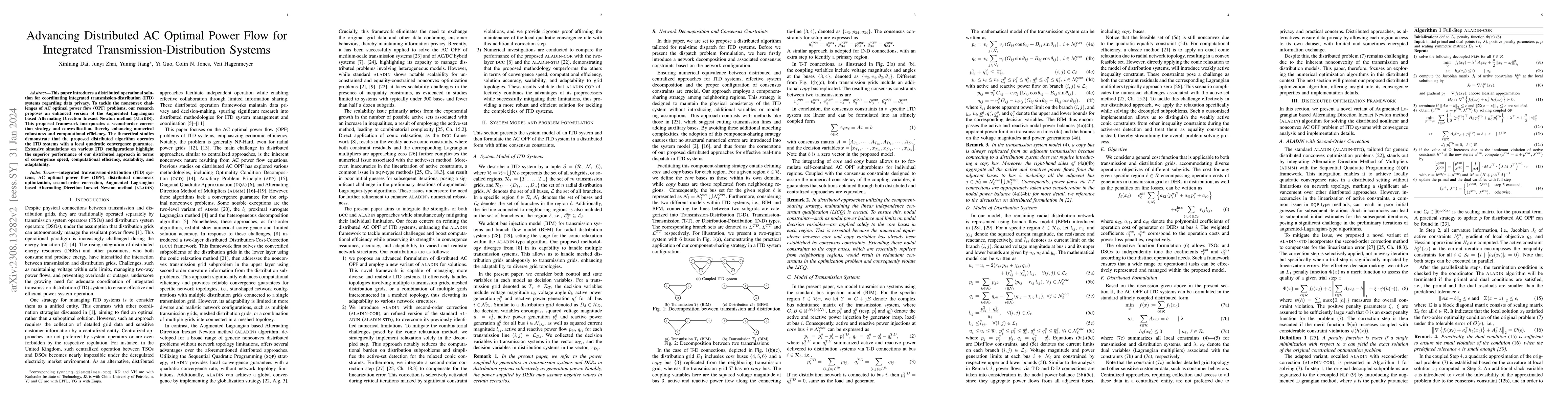 Thumbnail for Advancing Distributed AC Optimal Power Flow for Integrated
  Transmission-Distribution Systems