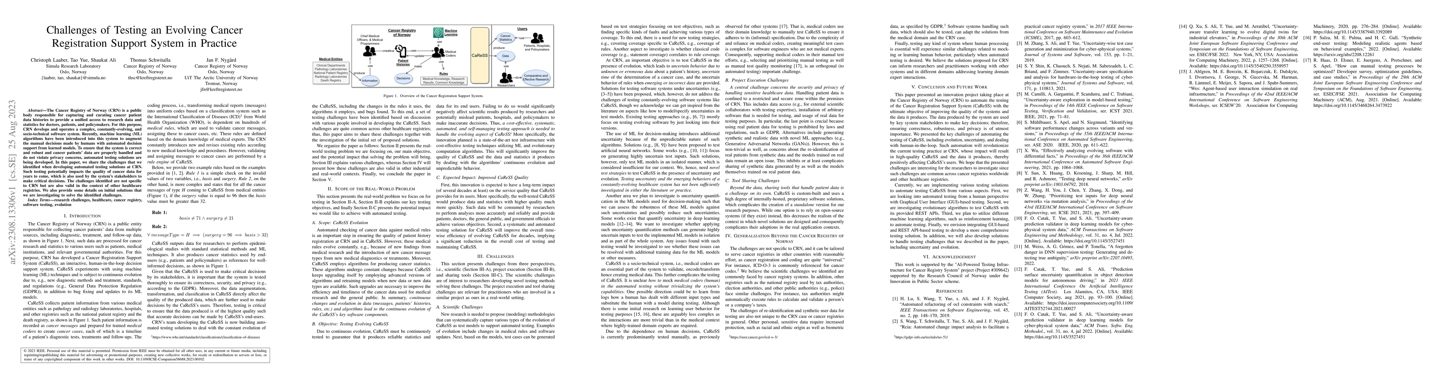 Thumbnail for Challenges of Testing an Evolving Cancer Registration Support System in
  Practice