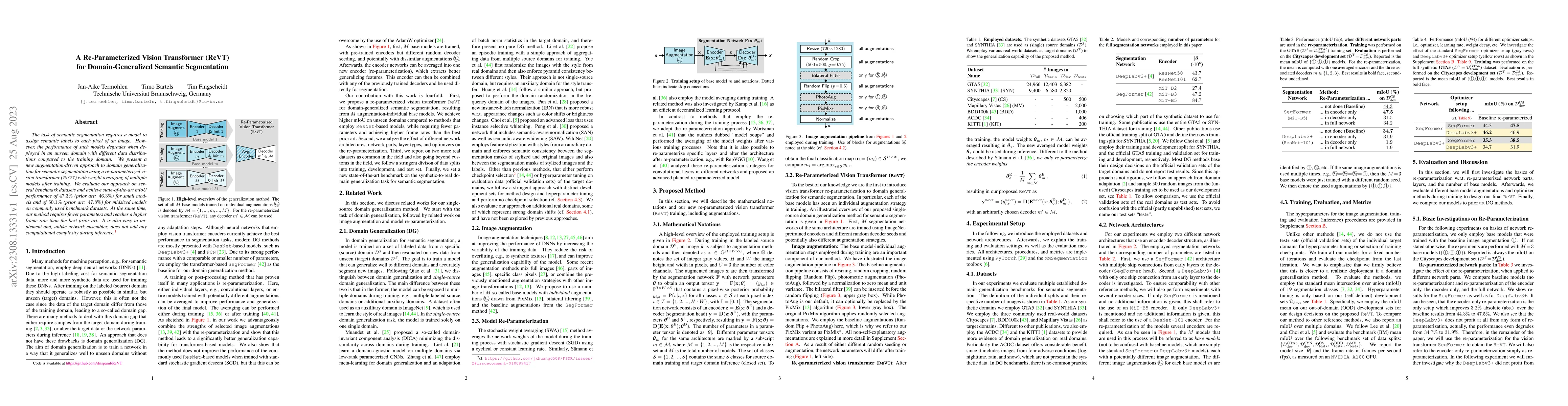 Thumbnail for A Re-Parameterized Vision Transformer (ReVT) for Domain-Generalized
  Semantic Segmentation