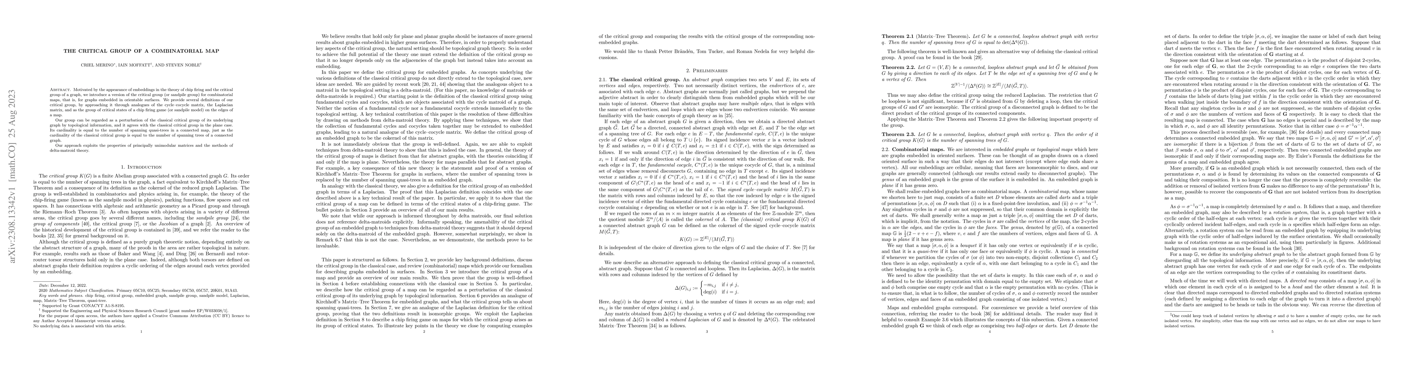 Thumbnail for The critical group of a combinatorial map