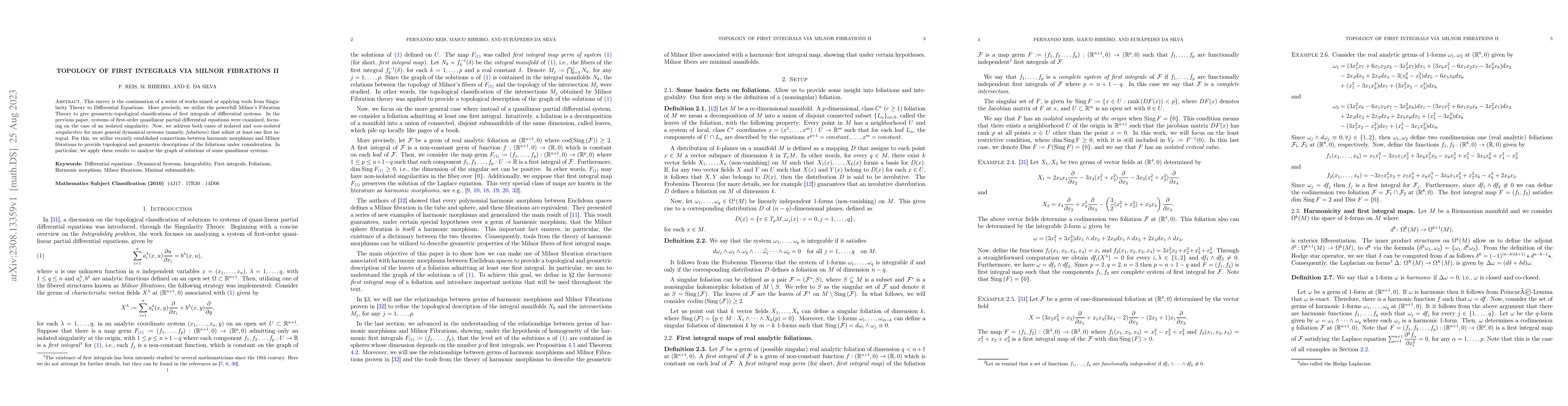 Thumbnail for Topology of first integrals via Milnor fibrations II