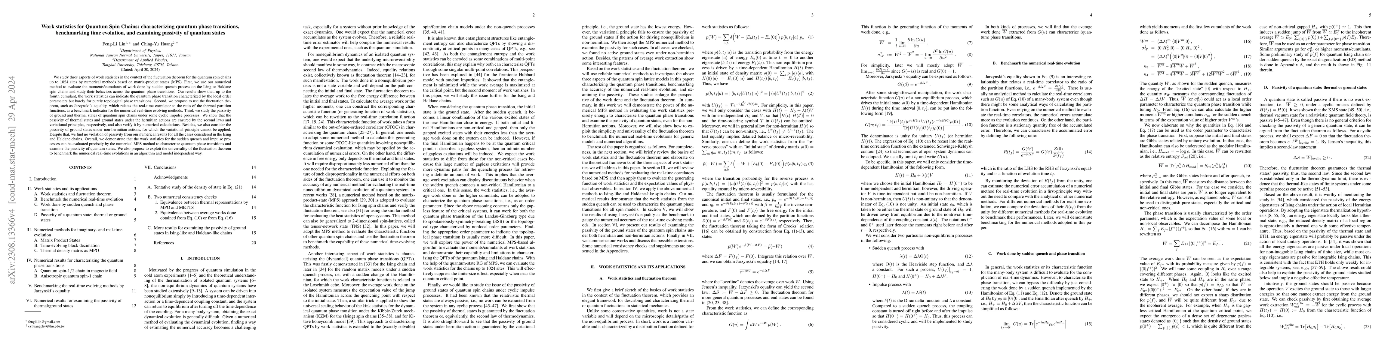Thumbnail for Work statistics for Quantum Spin Chains: characterizing quantum phase
  transitions, benchmarking time evolution, and examining passivity of quantum
  states