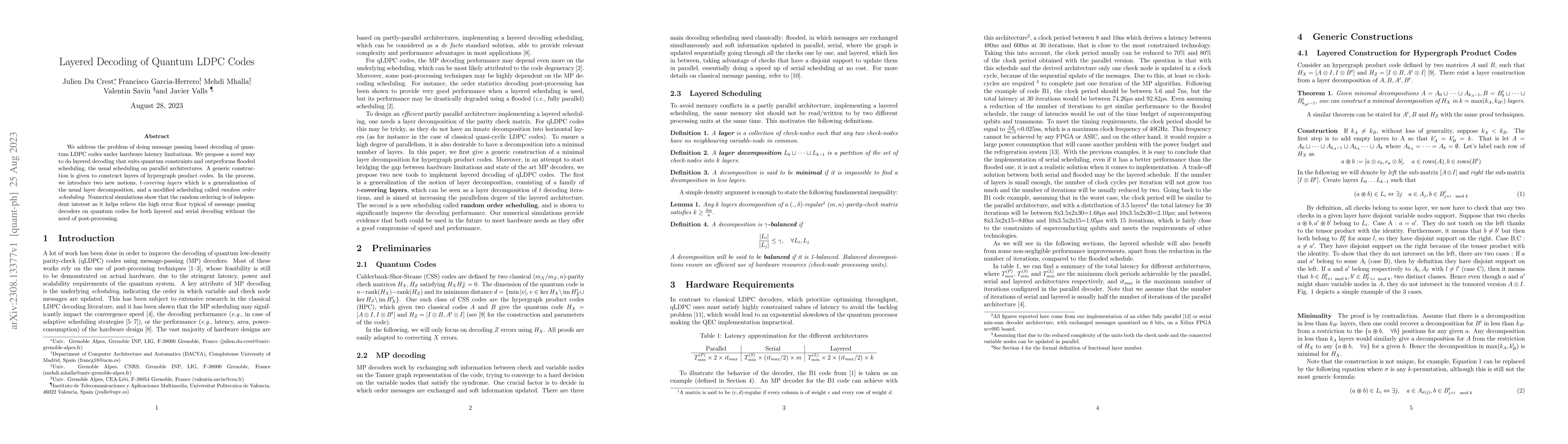 Thumbnail for Layered Decoding of Quantum LDPC Codes